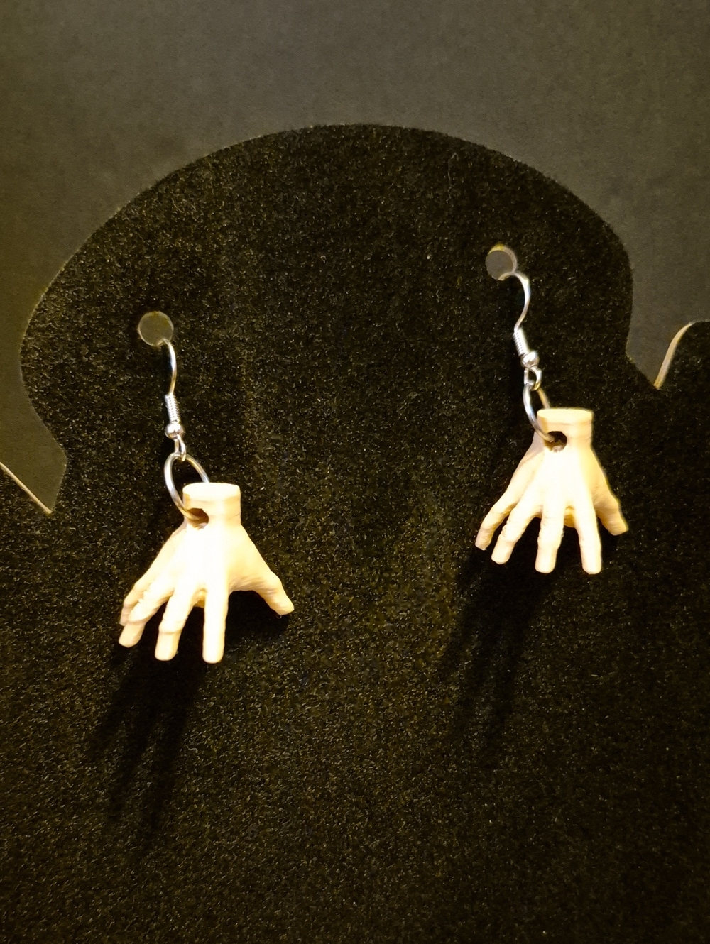 Handcrafted Wednesday Addams Thing Cream Hand Charm Drop Earrings Women Jewelry